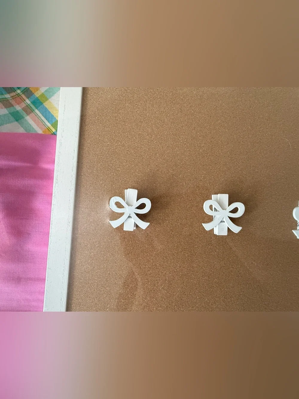 White Bow Cork Wall Organizer - w/ Disney Pins